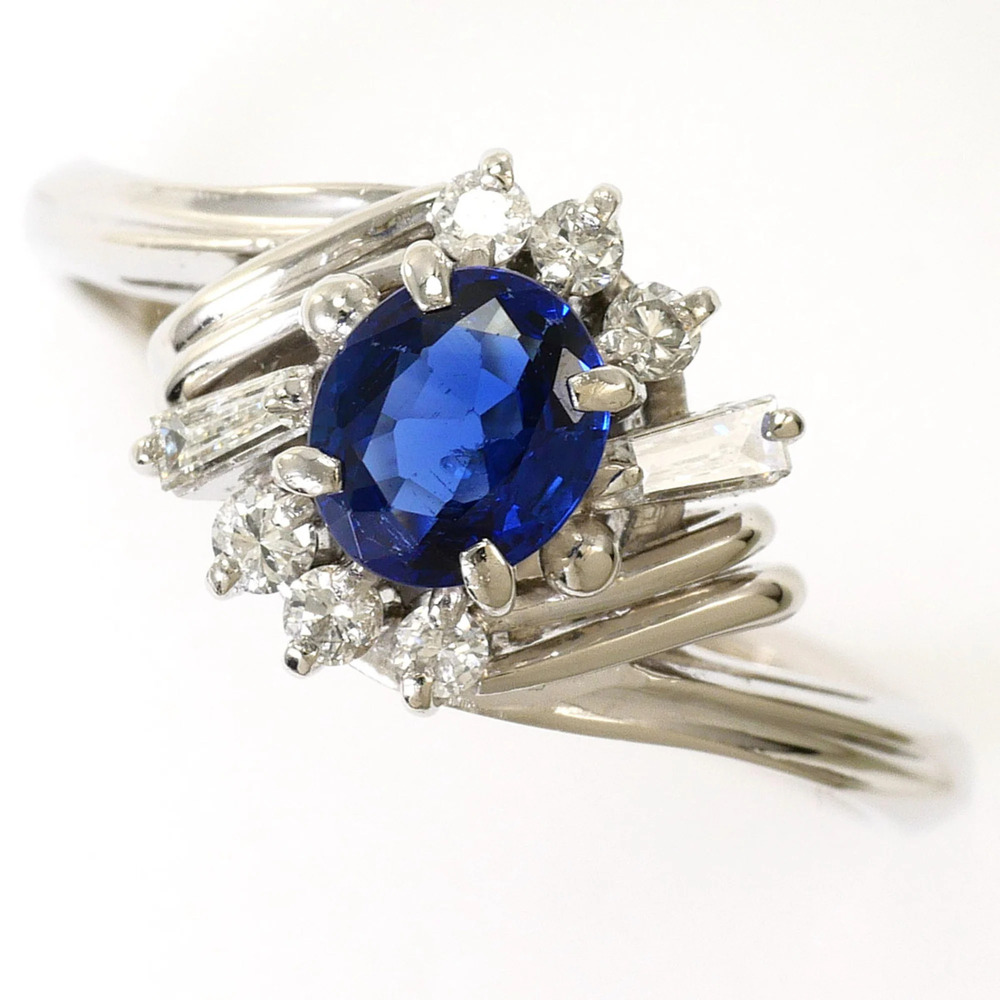 PT900 Platinum Ring, 1 Sapphire 0.50ct, Diamond 0.20ct, with Certificate of A...